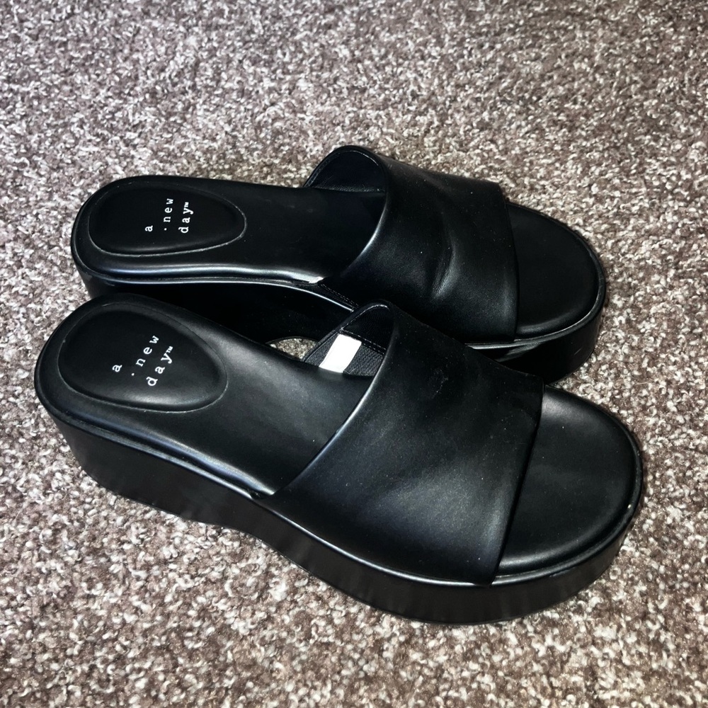A New Day Black Platform Slides